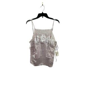 Free People Intimately Lace Metallic Lilac Cami Tank Top Size Small NWT